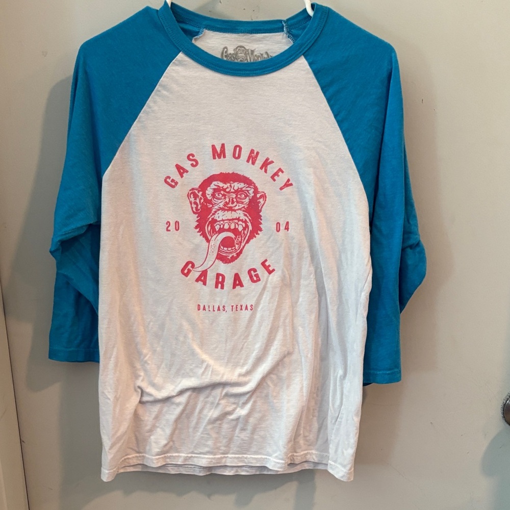 Men's Gas Monkey Tee - Blue and White